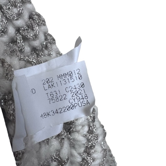 BRUNELLO CUCINELLI WOMEN LUREX STRIPPED WOOL CASHMERE SWEATER BEIGE XXL - Picture 7 of 11